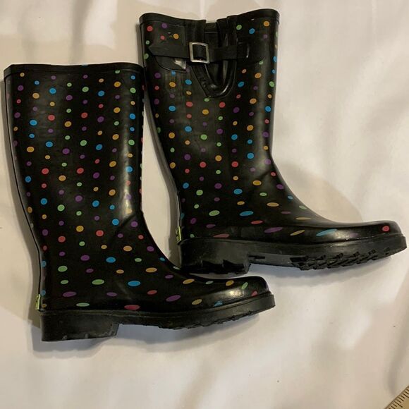 Western chief size 6 polkadot rubber boots with adjustable calf - Picture 2 of 10